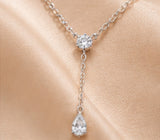 Collier Y, pierre ronde et goutte