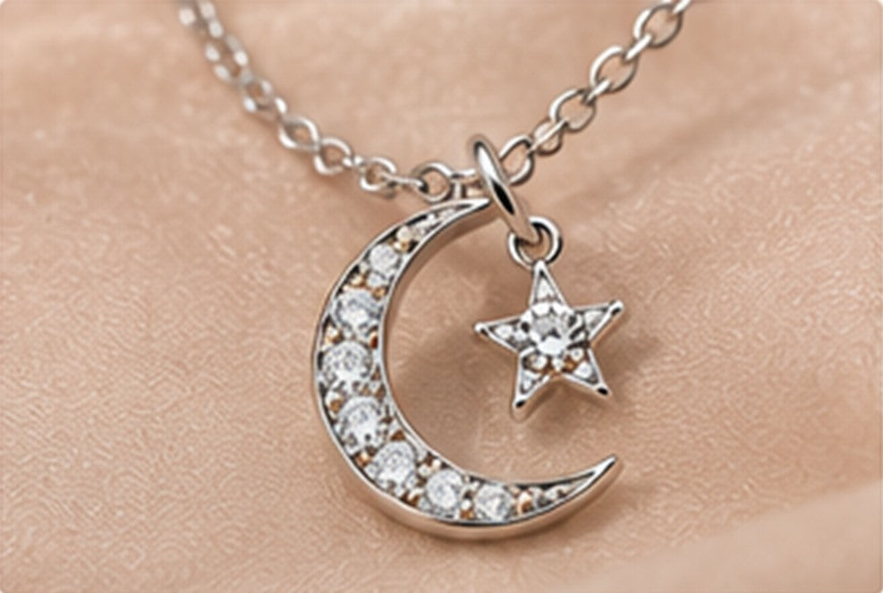 Collier Lune & Étoile, pendentif lune et étoile