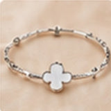 Bracelet Trèfle en Argent 925 avec motif trèfle en nacre
