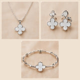 Parure Trèfle en Argent 925 : collier, boucles d’oreilles et bracelet