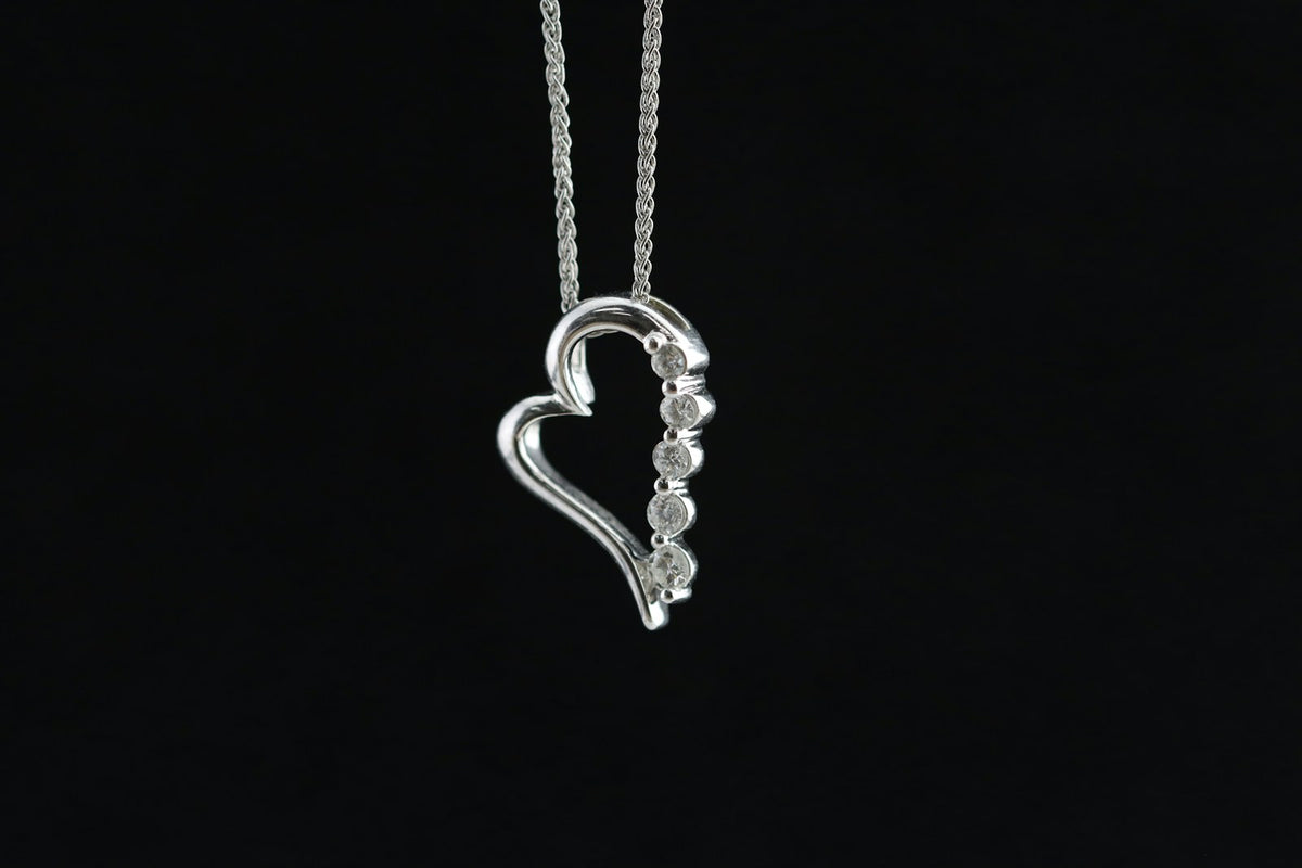 Pendentif cœur en argent 925 serti de zircons