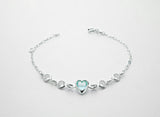 Bracelet argent 925 avec cœur et pierre bleue
