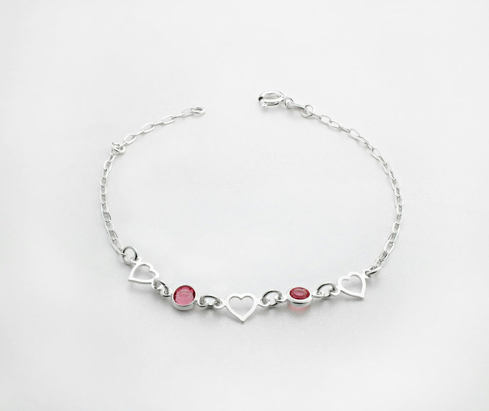 Bracelet Cœur en argent 925 avec pierres - vue 1