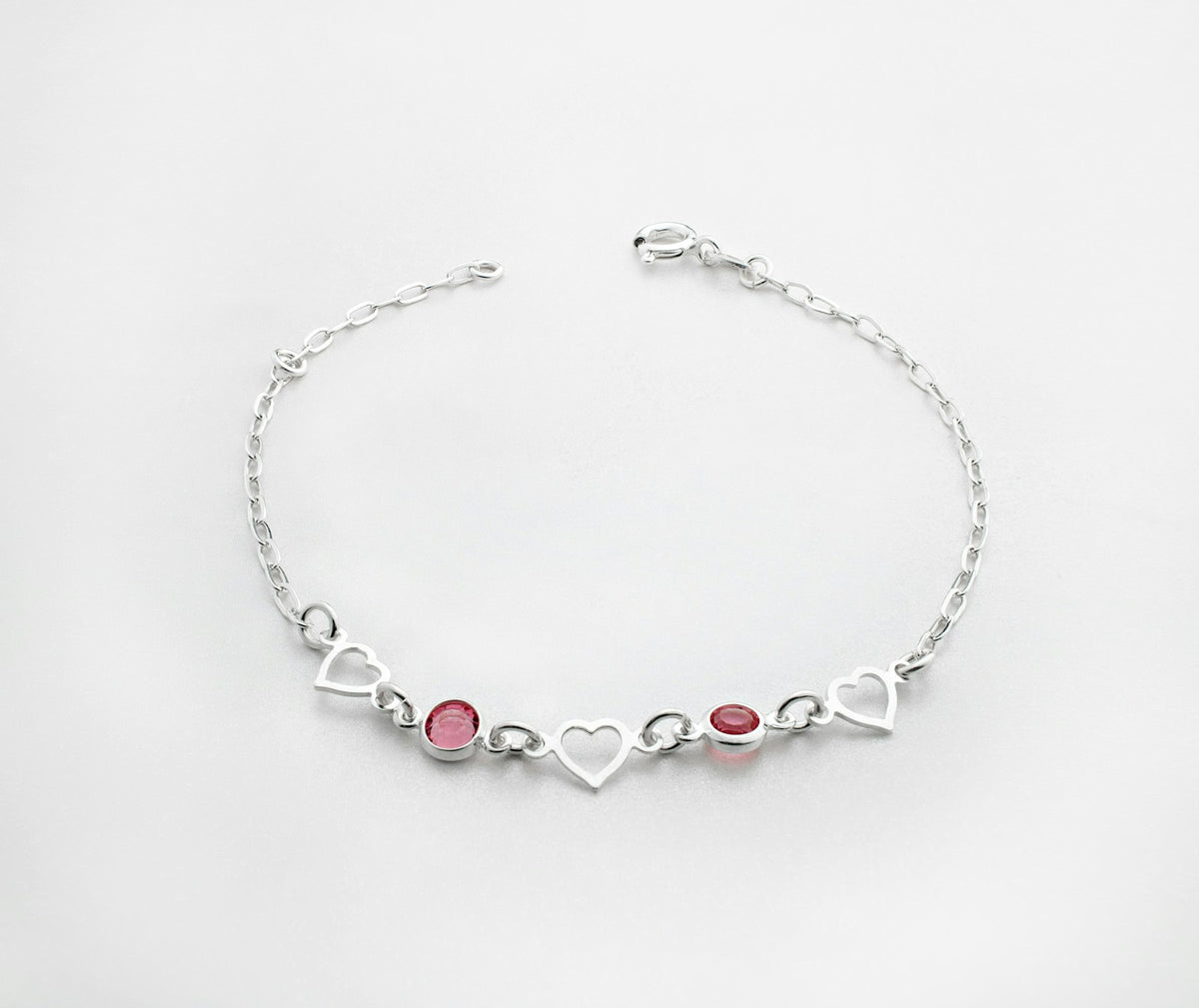 Bracelet Cœur en argent 925 avec pierres - vue 1