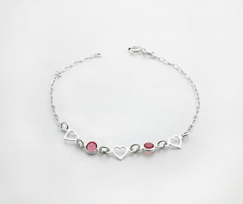 Bracelet Cœur en argent 925 avec pierres - vue 1