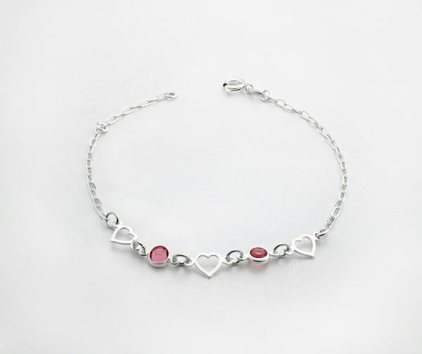 Bracelet Cœur en argent 925 avec pierres - vue 1
