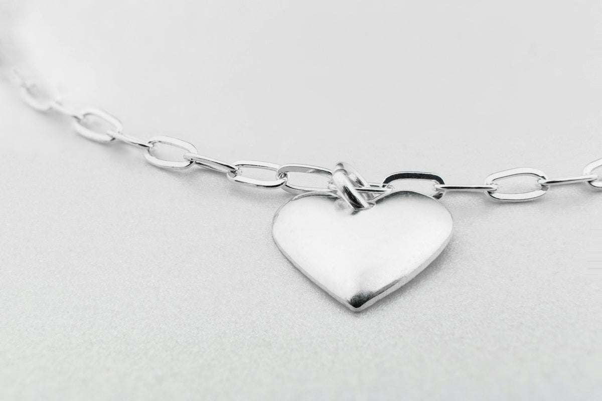 Bracelet chaîne avec cœur en argent 925