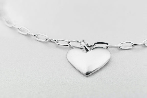 Bracelet chaîne avec cœur en argent 925