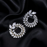Boucles d'oreilles argent 925 à feuilles de zircons