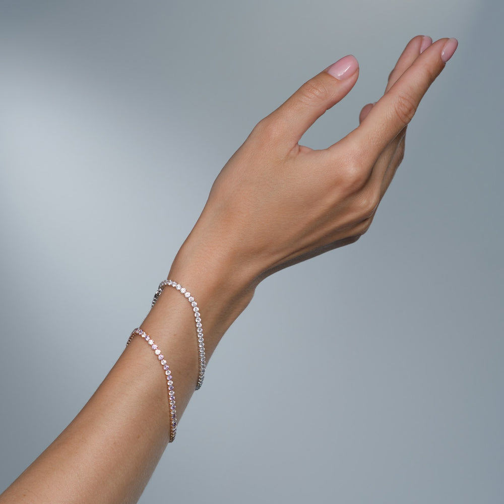 Bracelet chaîne fine double rang en argent 925 - vue 1