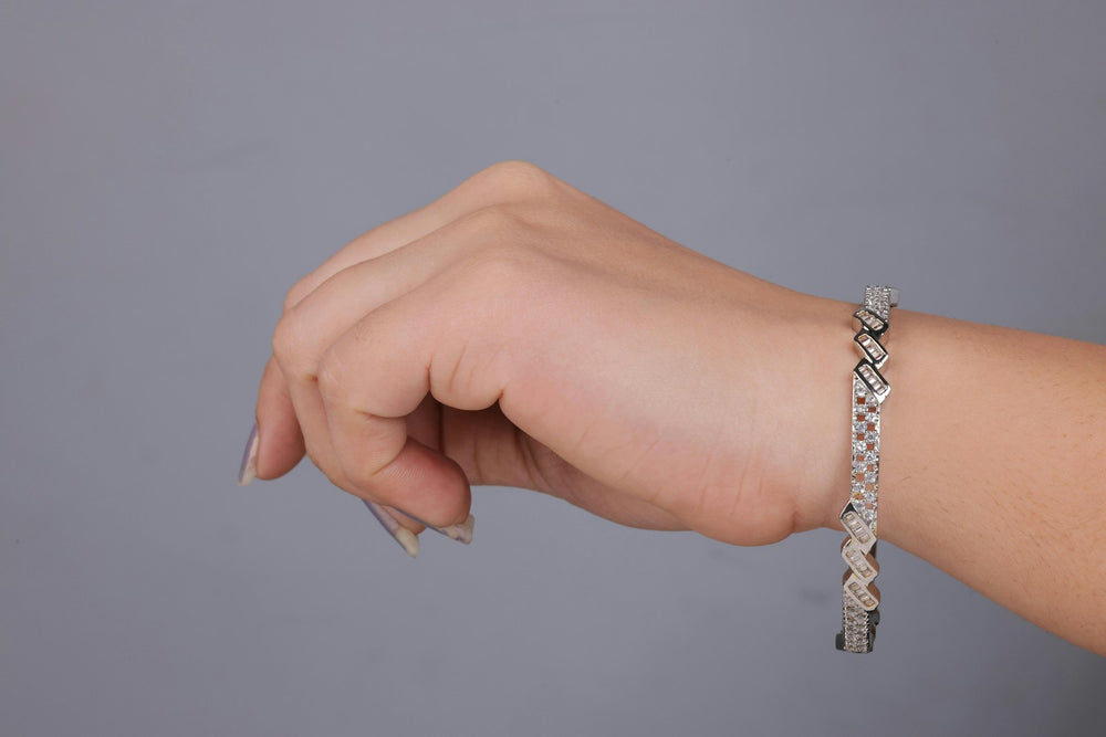 Bracelet chaîne fine double rang en argent 925 - vue 3