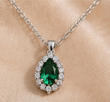 Collier Zircon Vert, pendentif goutte